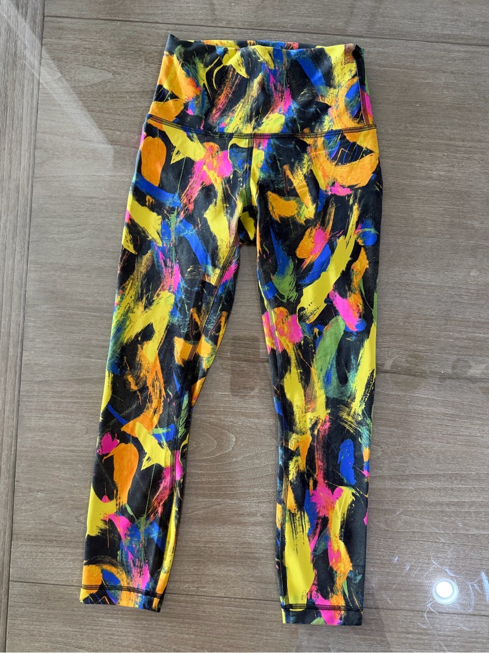 lululemon athletica Black Multicolor Abstract Print Leggings
